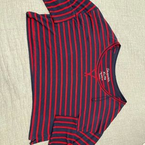 Striped long sleeve boxy crop top